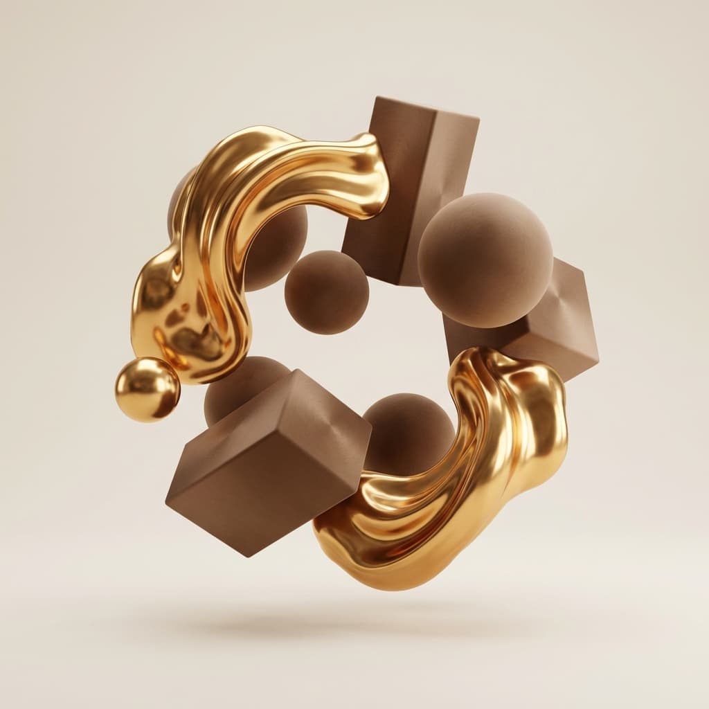 Abstract golden shapes intertwined, representing branding